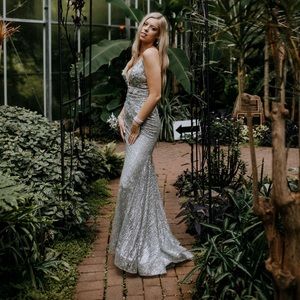 Sparkling silver grad dress